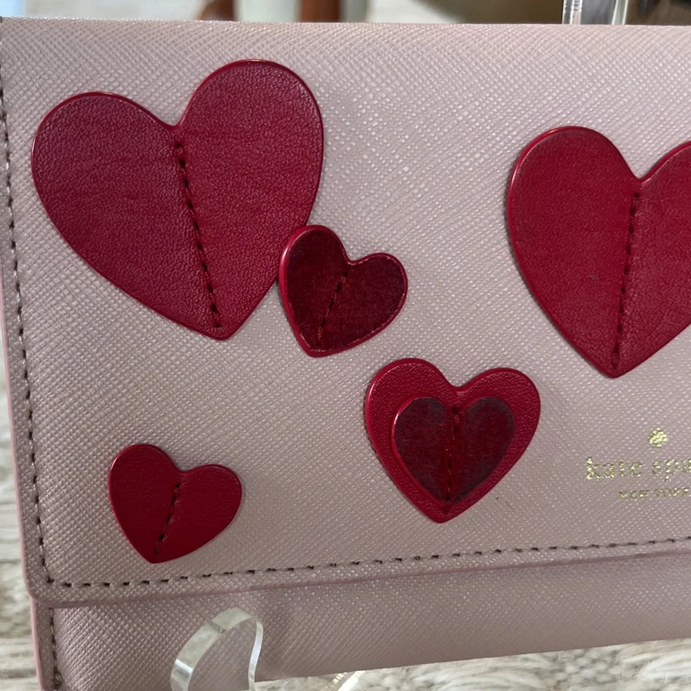 Kate Spade Pink Wallet with Red Heart Accents